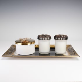 4pc Diana Gaikazova Decorative Tray with Three Glass Candle Jars
