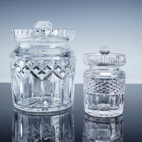 2pc Waterford Crystal Lismore Biscuit and Sugar Bowl Jar