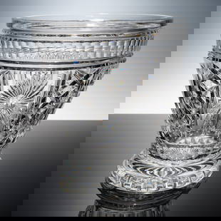 Waterford Crystal Millennium Ice Bucket: Waterford Crystal Millennium ice bucket from the Millennium Collection, produced to commemorate the arrival of the year 2000. This clear crystal bucket features a flared form with thick, faceted walls
