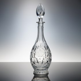 Bohemian Cut Crystal Floral Decanter with Stopper