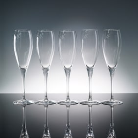 5pc Christofle Fluted Champagne Glasses, Albi