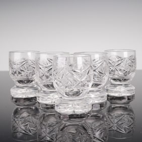 5pc Stemless Cut Glass Cordial Glasses