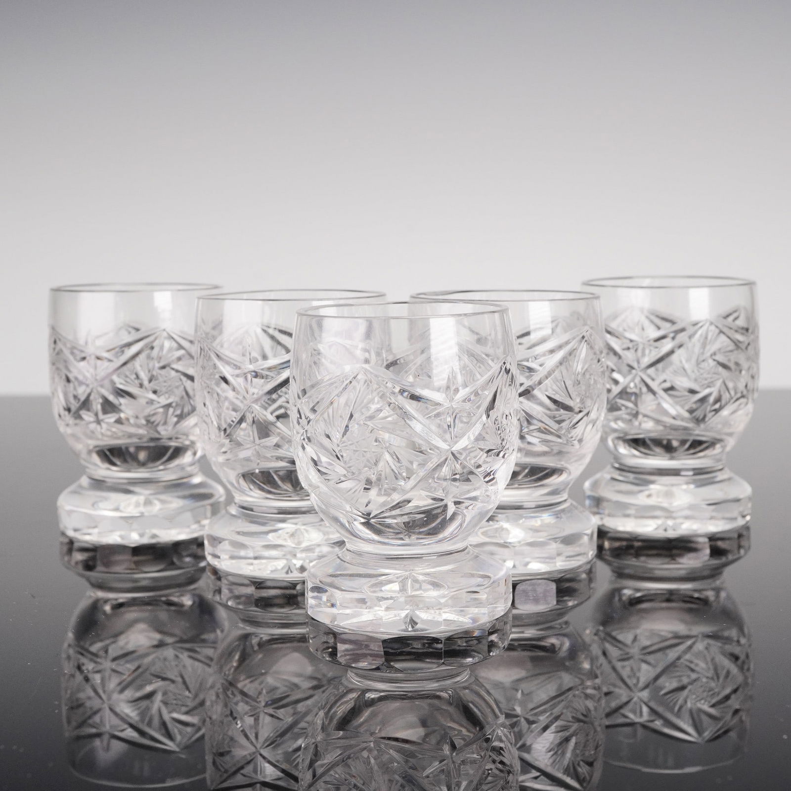 5pc Stemless Cut Glass Cordial Glasses (1 of 4)