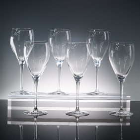 6pc Christofle Crystal Water Goblets, Albi