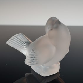 Lalique France Frosted Crystal Bird Figurine