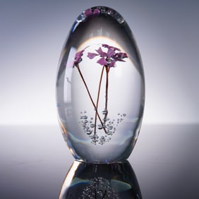 Daum Glass Paperweight Floral Design
