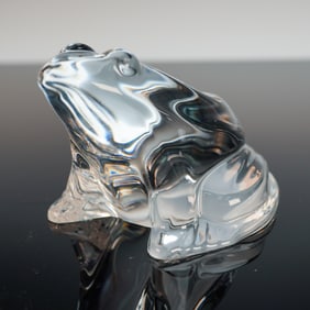 Baccarat France Crystal Frog Figurine