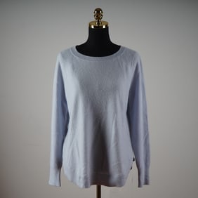 Belle France Pure Cashmere Light Blue Pullover Sweater