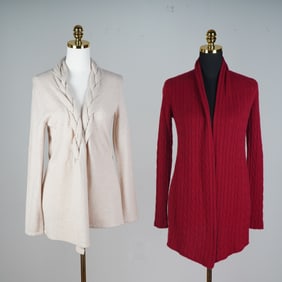 Pair of Cashmere Cardigan Sweaters Neiman Marcus & White + Warren