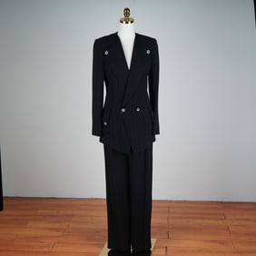Emanuel Ungaro Parallele Paris Black Pinstripe Pantsuit
