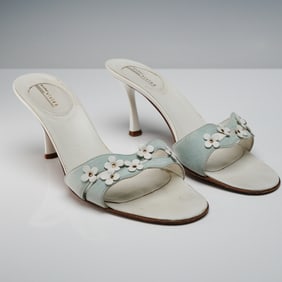 Michele Vivien Leather Sandals with Floral Accents