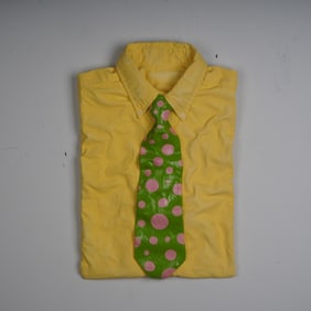 David Langley, Glazed Ceramic Pop Art Wall Sculpture Tie and Shirt, Signed