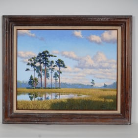Don D. Brown, Florida Indian River School Oil Painting, Pine Hammock Signed
