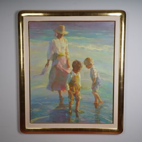 Donald Hartfield, Original Oil on Canvas, On The Beach, Signed