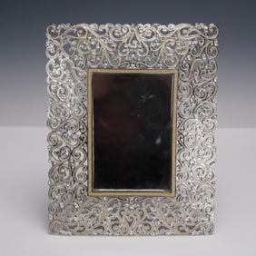 Jay Strongwater Silver Scroll Picture Frame