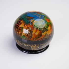 Russian Lacquer Miniature Sphere Box - Palekh