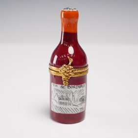 Limoges Bordeaux Wine Bottle Trinket Box