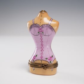 Limoges Porcelain Lingerie Mannequin Trinket Box