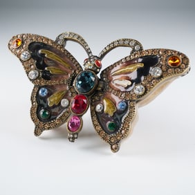 Ruccini Jeweled Butterfly Treasure Box, Multicolor Rhinestones and Enamel