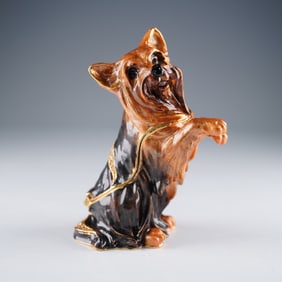 Rucinni Jeweled Yorkshire Terrier Dog Figurine Trinket Box
