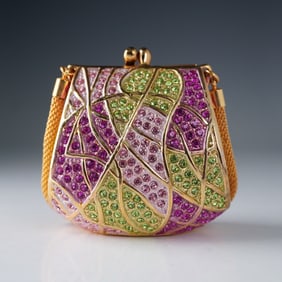 Rucinni Enamel and Crystal Miniature Purse Box
