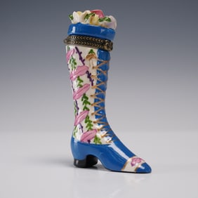 Porcelain Boot Box, Floral Laced Design