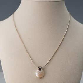 Vintage Michael Bromberg Sterling Silver Pearl Necklace