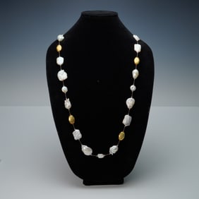 Margo Morrison Baroque Pearl, Crystal & Gold-Tone Sterling Necklace