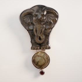 Sterling Silver Enhancer Pendant, Elephant Motif by Chris Bales