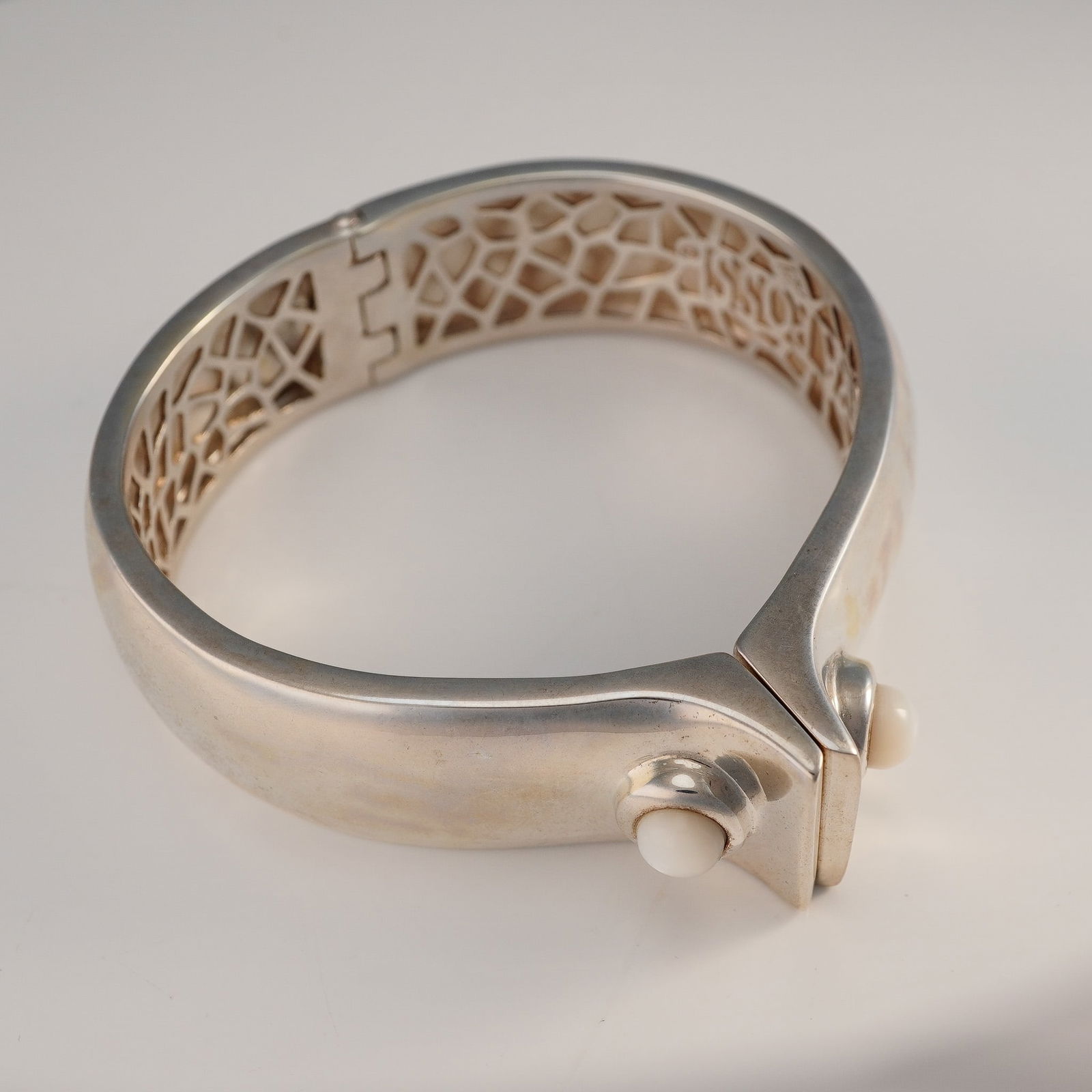 Kara Ross Sterling Silver Bracelet with White Cabochons (1 of 7)