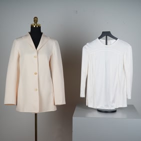 Chado Ralph Rucci Ivory Wool Jacket and White Knit Top