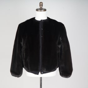 Neiman Marcus Black Mink Fur Cropped Jacket