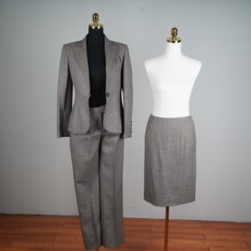 Valentino Gray Wool Pinstripe 3pc Suit Set