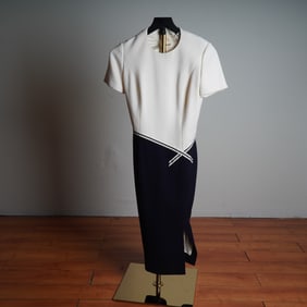 Atelier Caito for Herve Pierre Colorblock Wool Dress