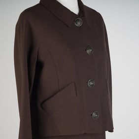 Oscar de la Renta Italian Made Chocolate Brown Skirt Suit