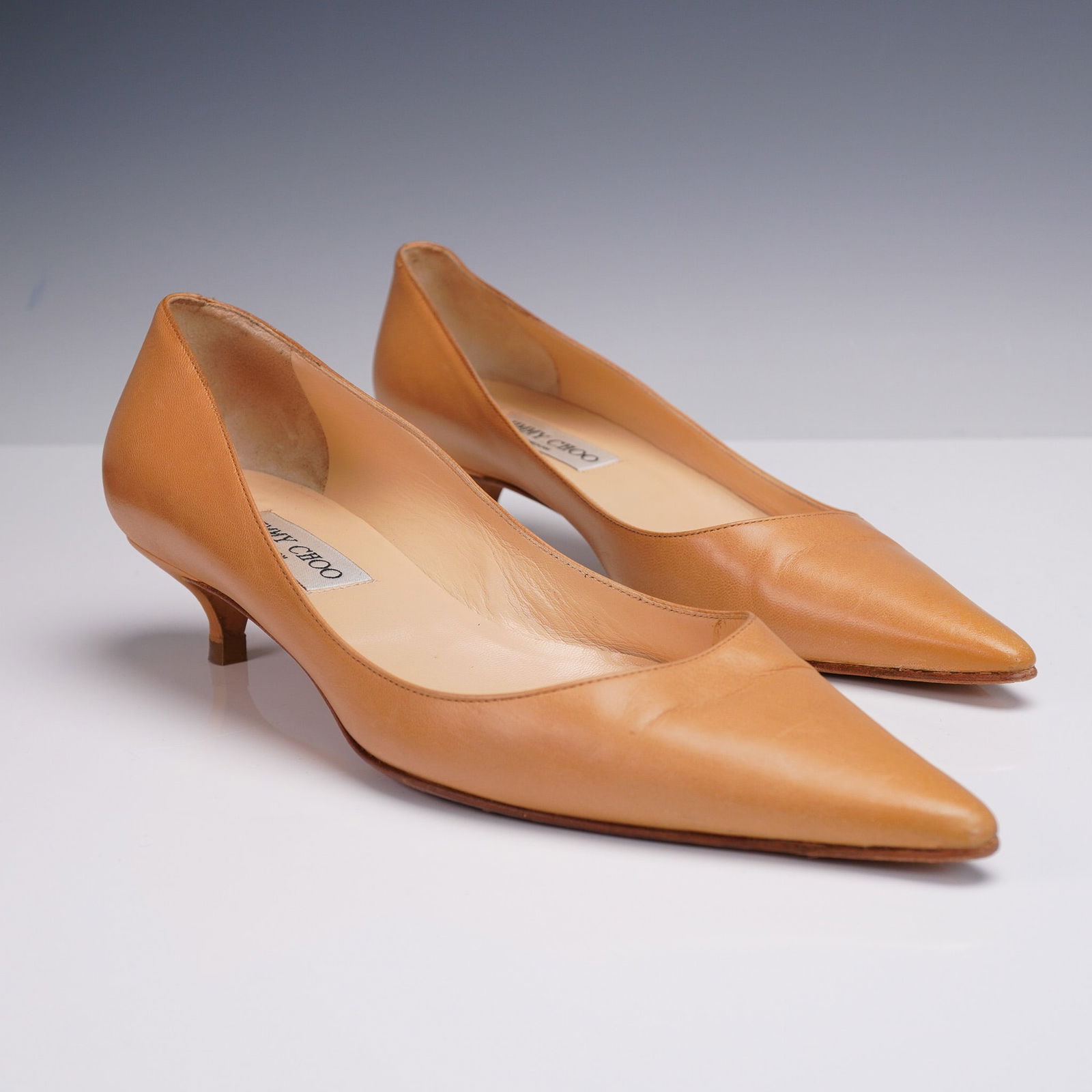 Jimmy Choo Leather Kitten Heel Pumps (1 of 7)