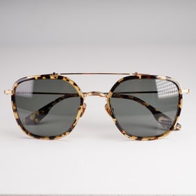 Krewe Austin Polarized Sunglasses, Brown Shell Pattern and Gold Frame