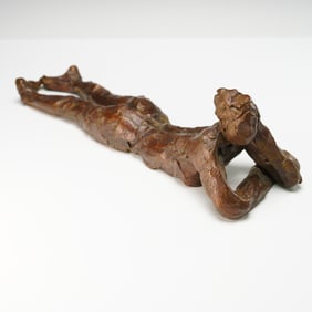 Curt Brill Bronze Figurative Sculpture, Reclining Nude with Hands Raised