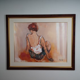 Urbain Huchet, Original Oil on Canvas, Young Girl w/ Red Hair, Signed
