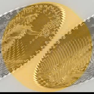1986 1 oz American Gold Eagle 50 Dollar Coin: Produced by the United States Mint in 1986, this 1 oz American Gold Eagle coin is composed of 22-karat gold, combined with silver and copper to enhance its durability. The coin bears a denomination of