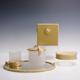 8pc Mike & Ally Vanity Set with Frosted Glass and Gilt Accents