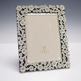 L'Objet Silver-Plated Pearl and Crystal Floral Picture Frame