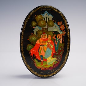 Russian Hand Painted Princess Themed Lacquer Jewelry Box