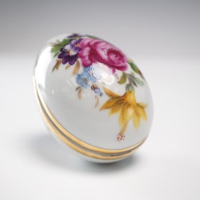 Limoges Castel France Porcelain Trinket Box, Floral Oval