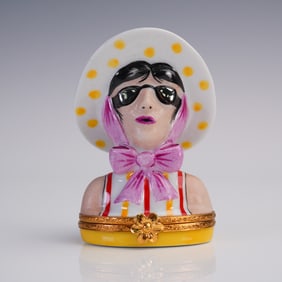 Limoges Porcelain Box, Fashionable Lady