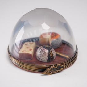 Limoges France Cheese Board, Crystal Dome Treasure Box