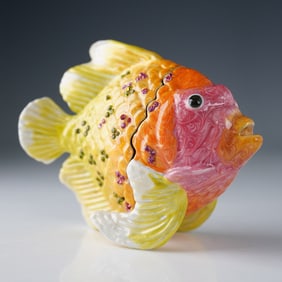 Rucinni Enamel Fish Box with Crystal Accents