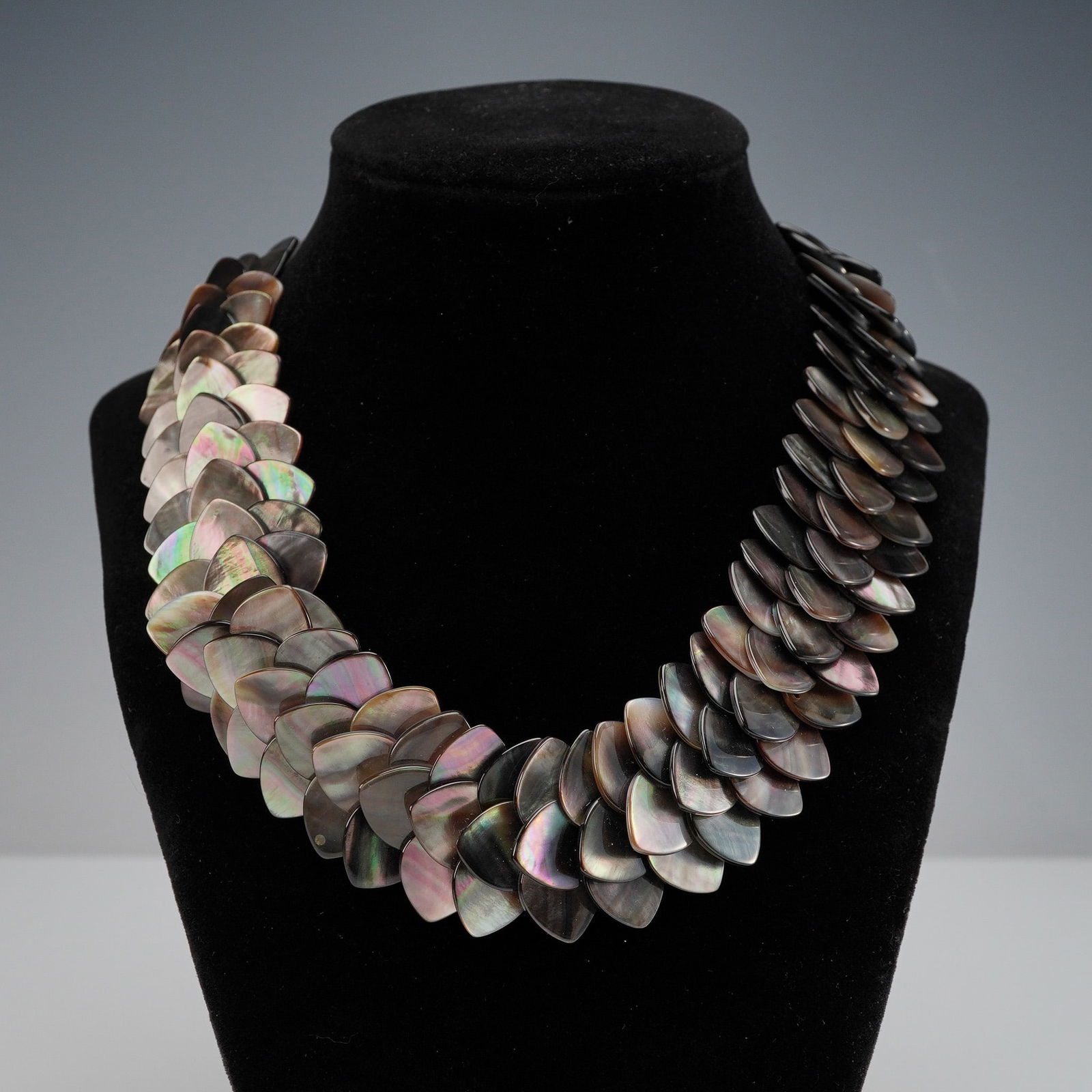 Black Mother of Pearl Iridescent Petal Necklace (1 of 4)
