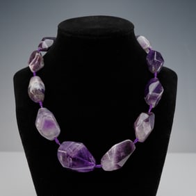 Contemporary Natural Amethyst Statement Necklace