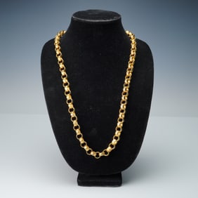 Gold-Tone Hammered Link Necklace